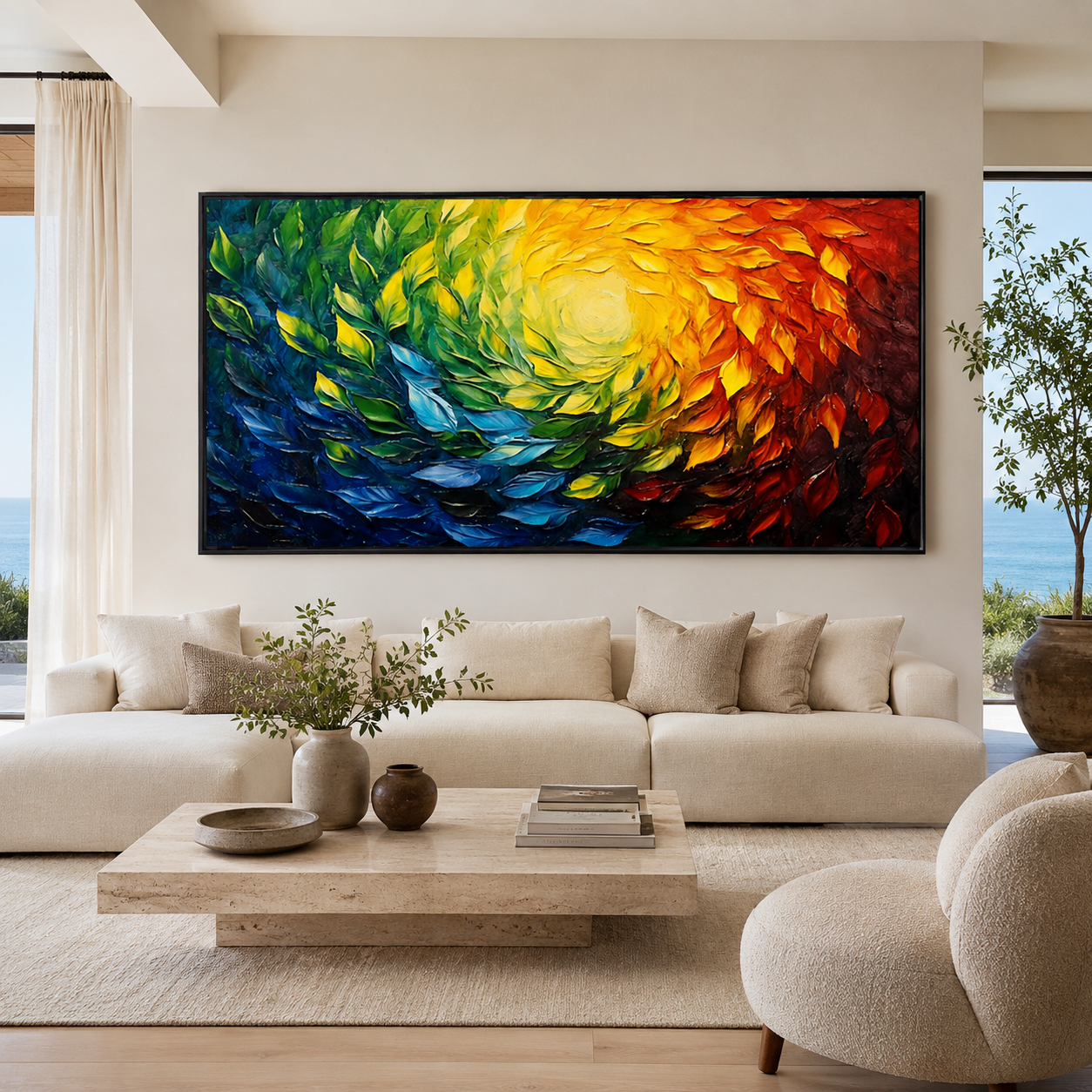 Radiant Canopy-Colorful Leaf Abstract Painting