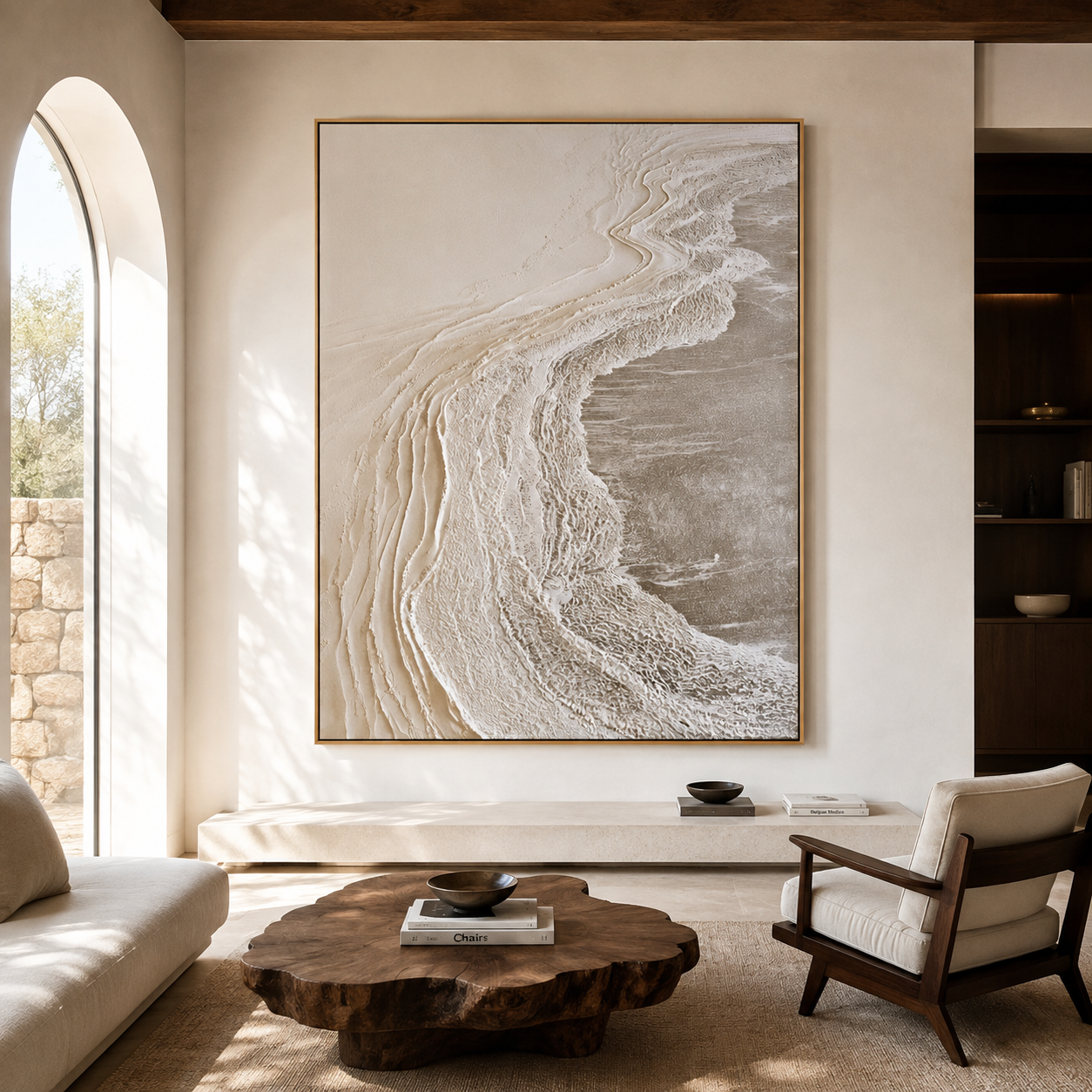 Ivory Shore-Neutral Textured Abstract Painting