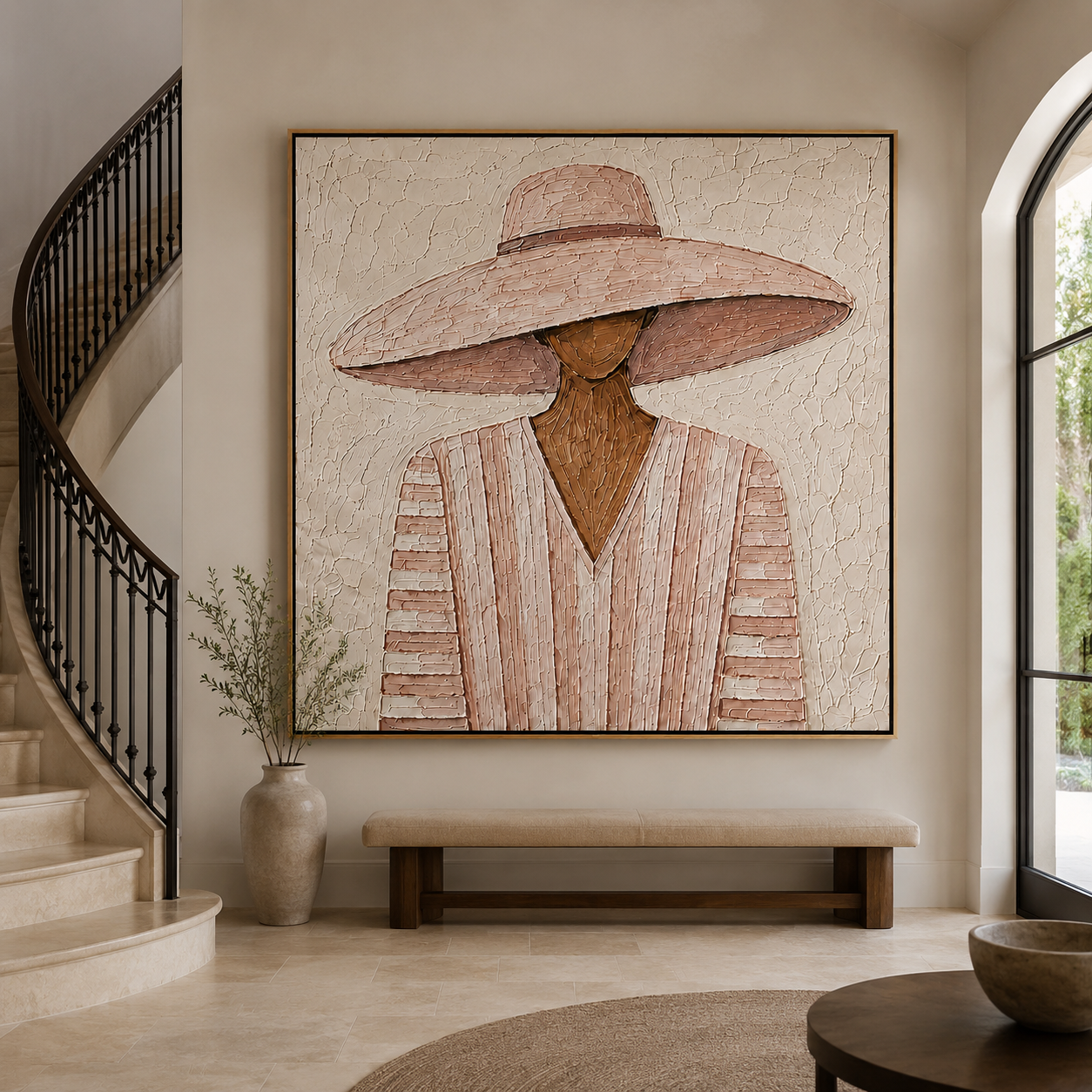 Blush Muse-Woman Portrait Textured Painting