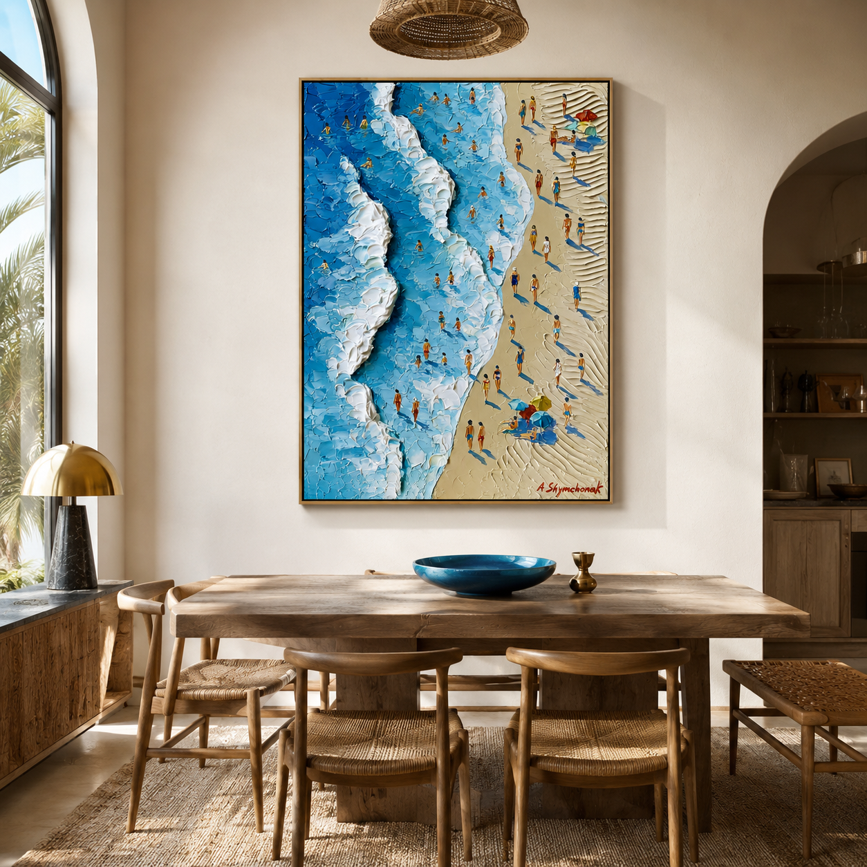 Summer Shore-Aerial Beach Crowd Painting
