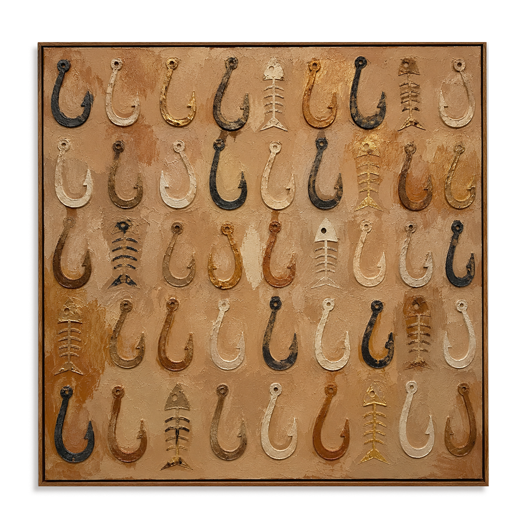 Tackle Grid-Fishing Hook Textured Painting