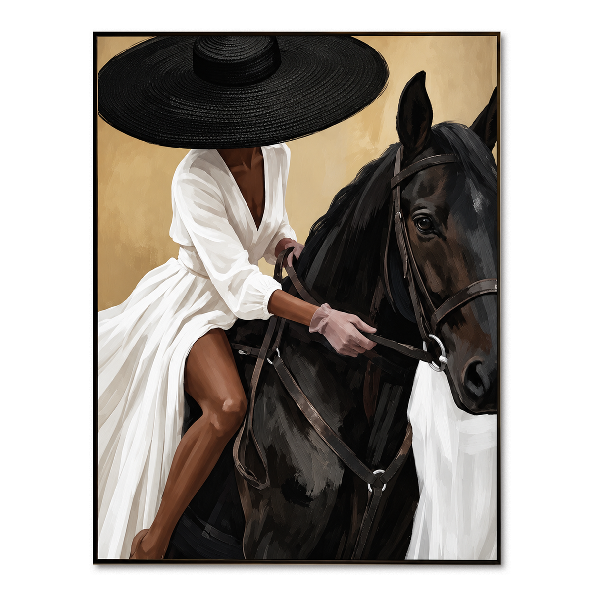Black Stallion Elegance-Modern Equestrian Painting