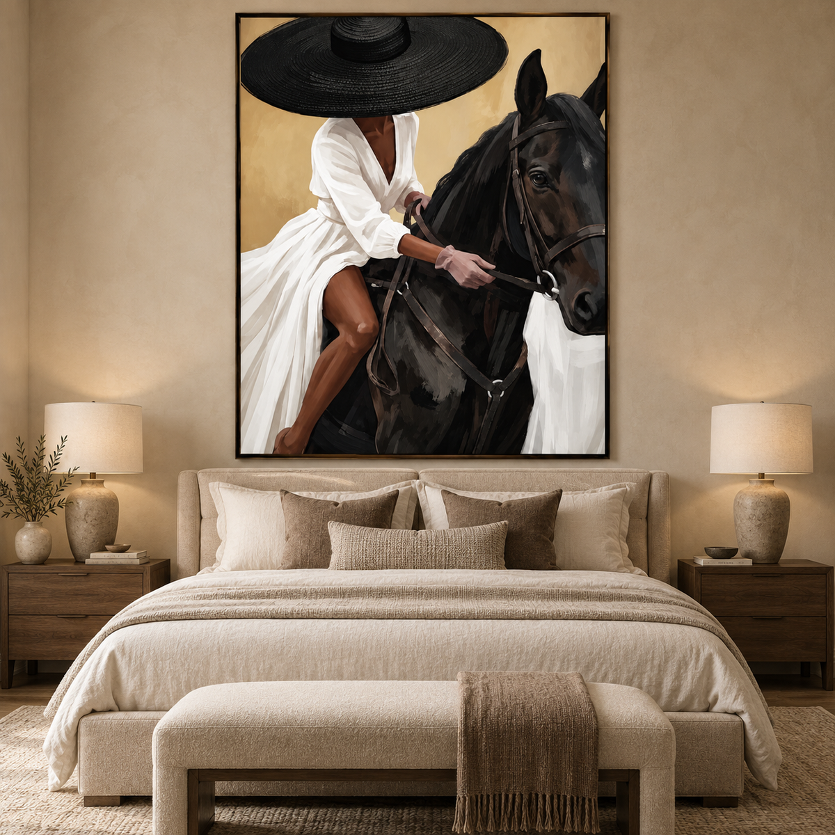 Black Stallion Elegance-Modern Equestrian Painting