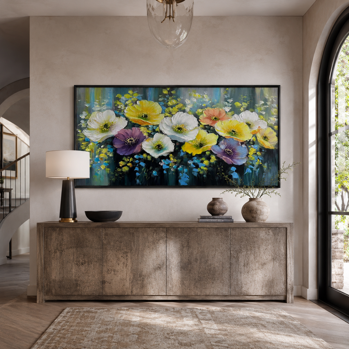 Blooming Harmony-Colorful Floral Oil Painting