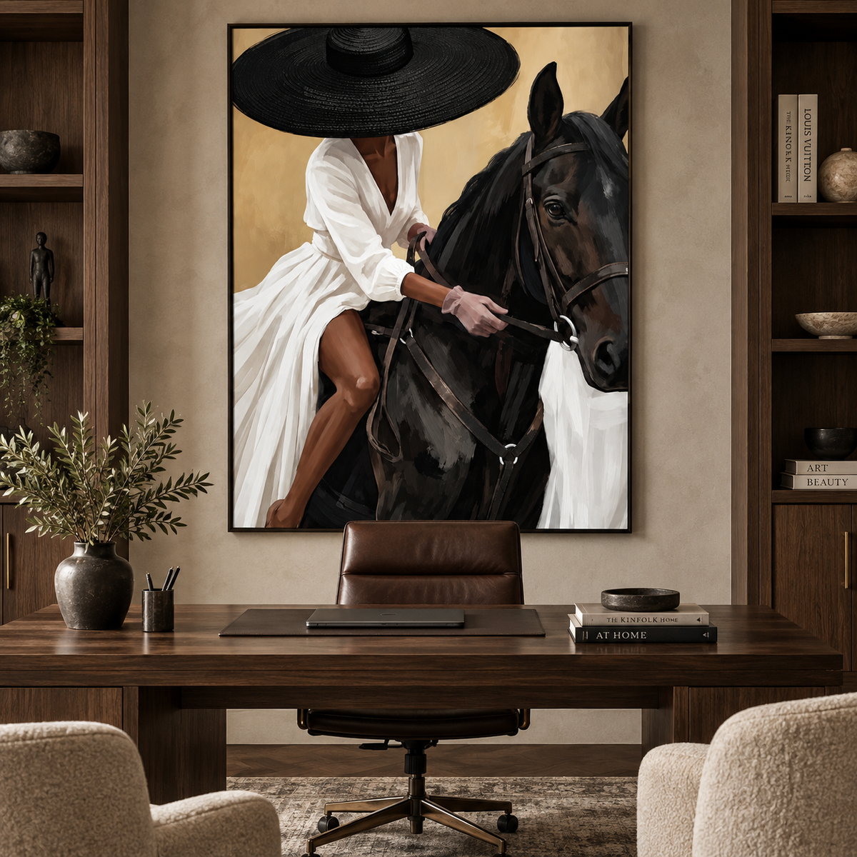 Black Stallion Elegance-Modern Equestrian Painting