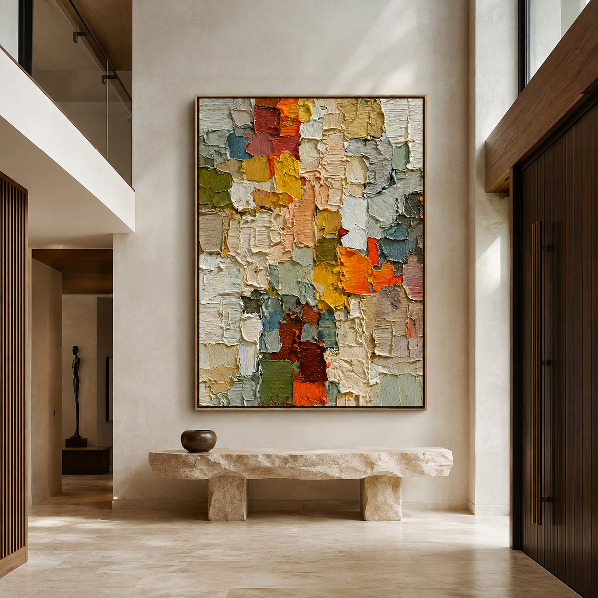 Mosaic Rhythm-Color Block Textured Abstract Painting