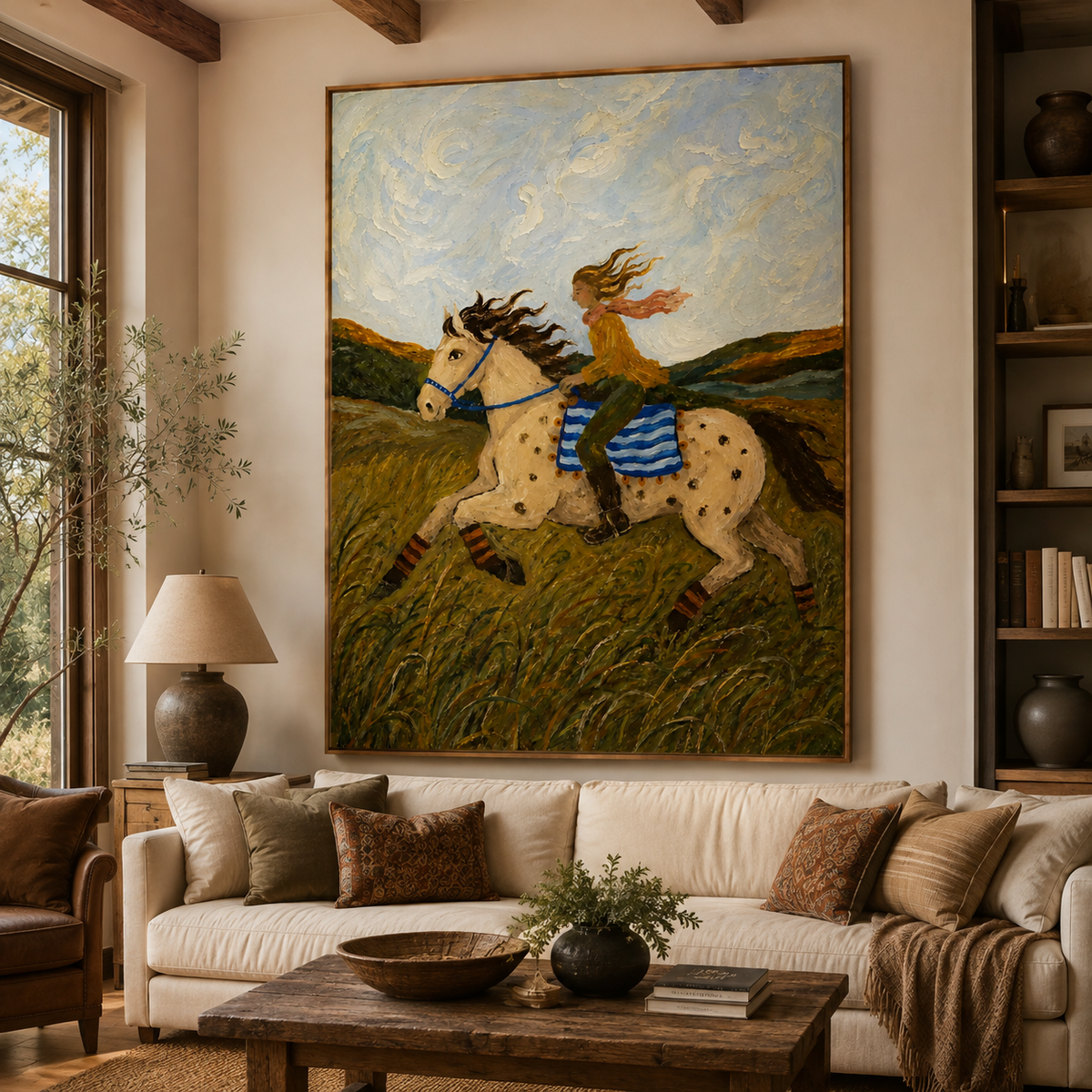 Riding Wind-Equestrian Oil Painting