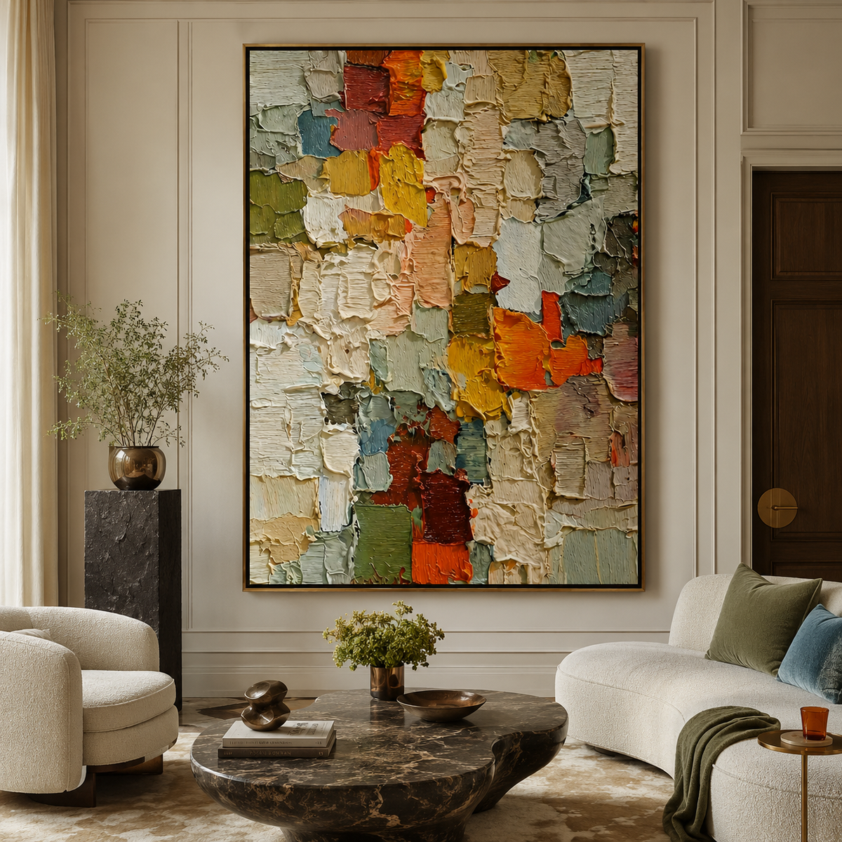 Mosaic Rhythm-Color Block Textured Abstract Painting