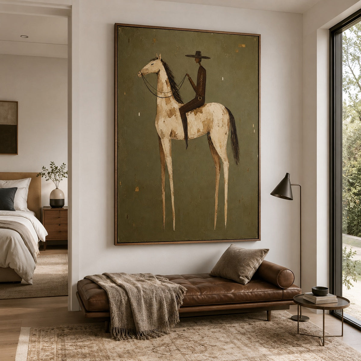 Quiet Range-Minimalist Cowboy Oil Painting