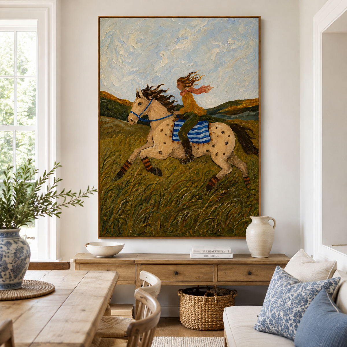 Riding Wind-Equestrian Oil Painting