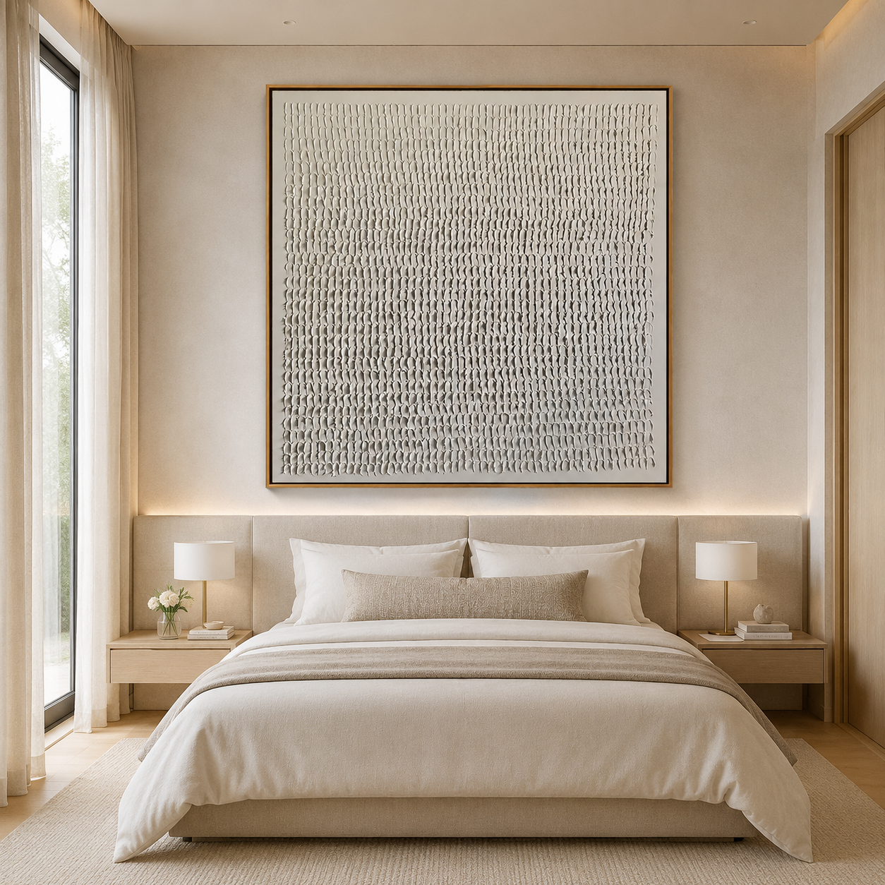 Ivory Rhythm-White Textured Abstract Painting