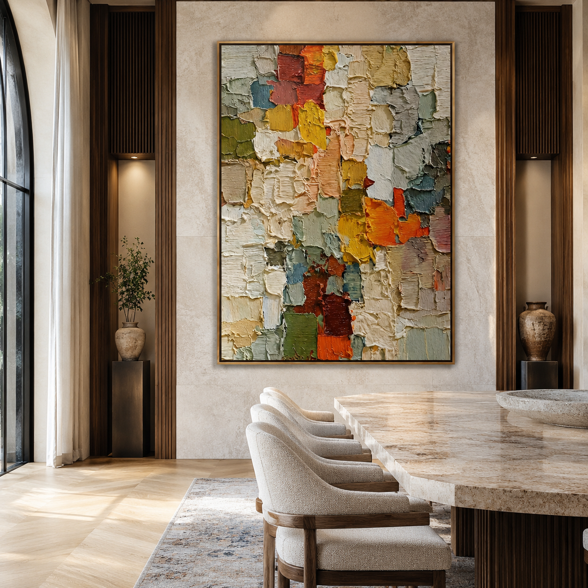 Mosaic Rhythm-Color Block Textured Abstract Painting