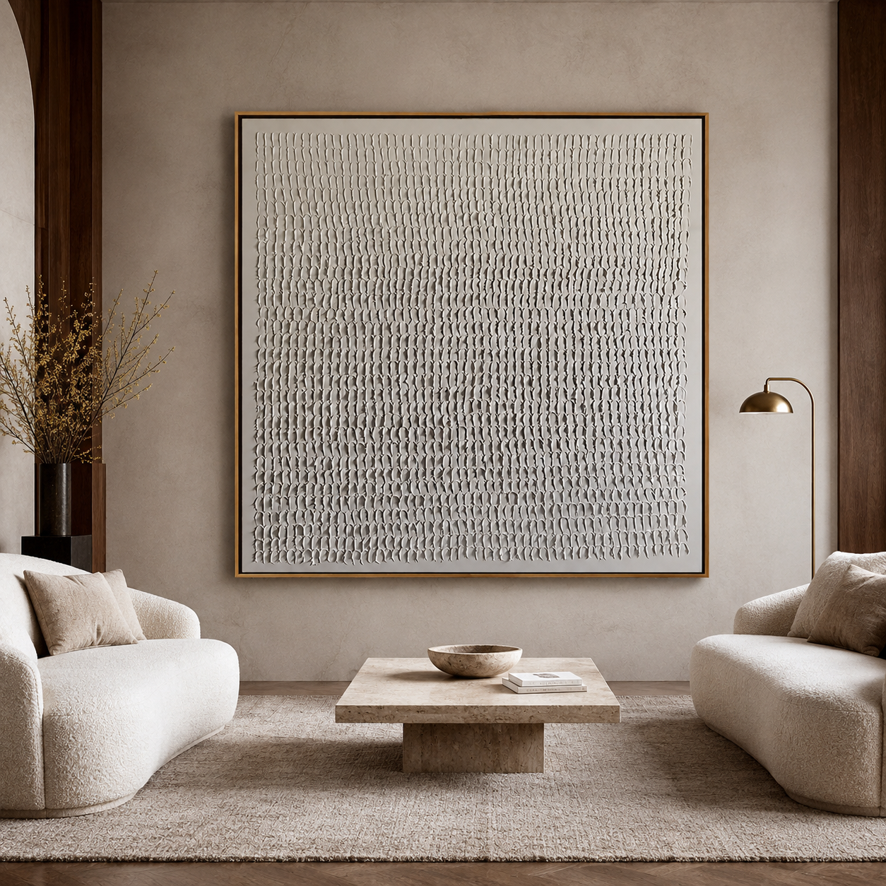 Ivory Rhythm-White Textured Abstract Painting