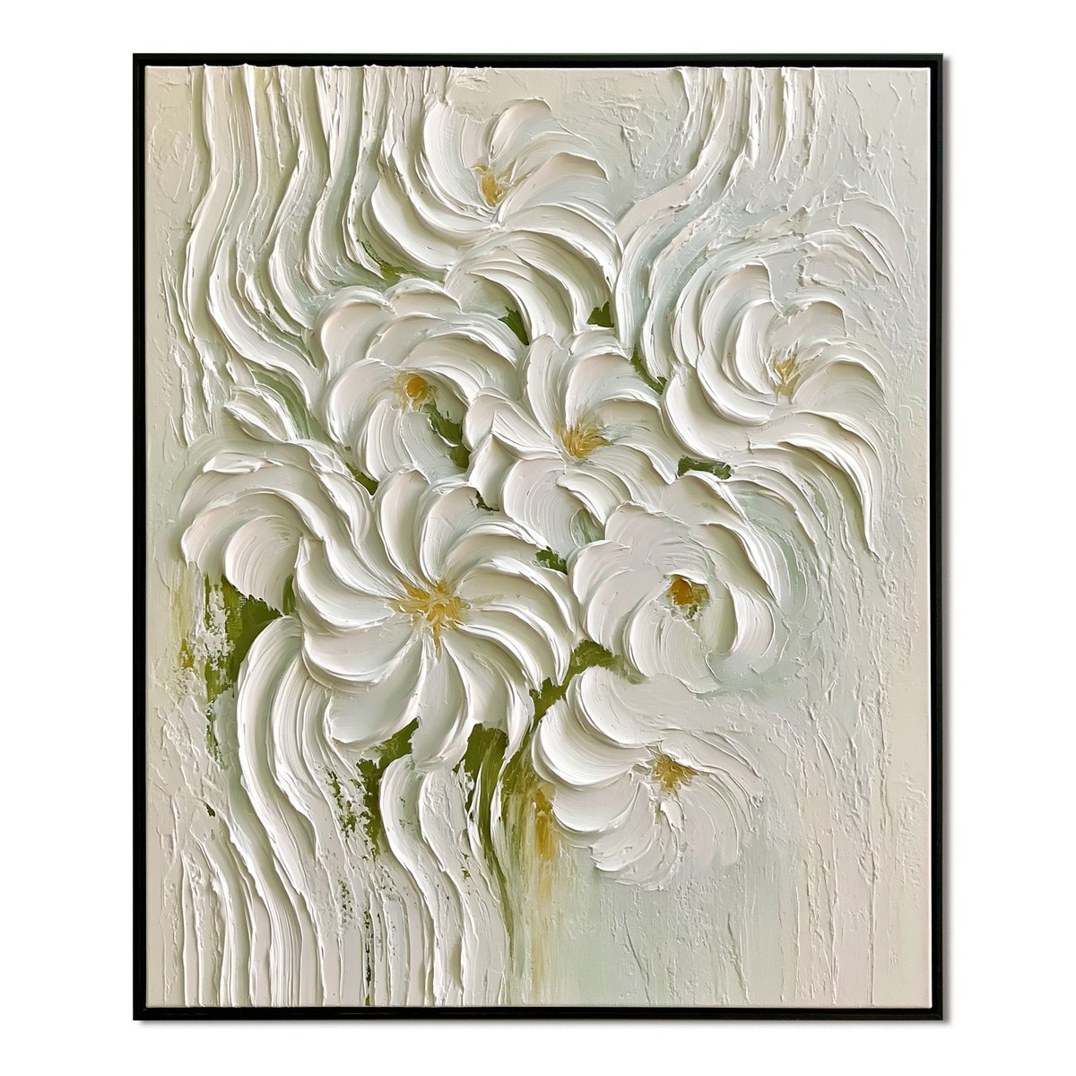 Ivory Bloom-Textured Floral Oil Painting