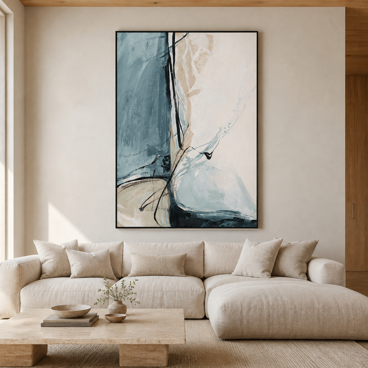 Coastal Silence Abstract-Modern Blue Abstract Wall Art