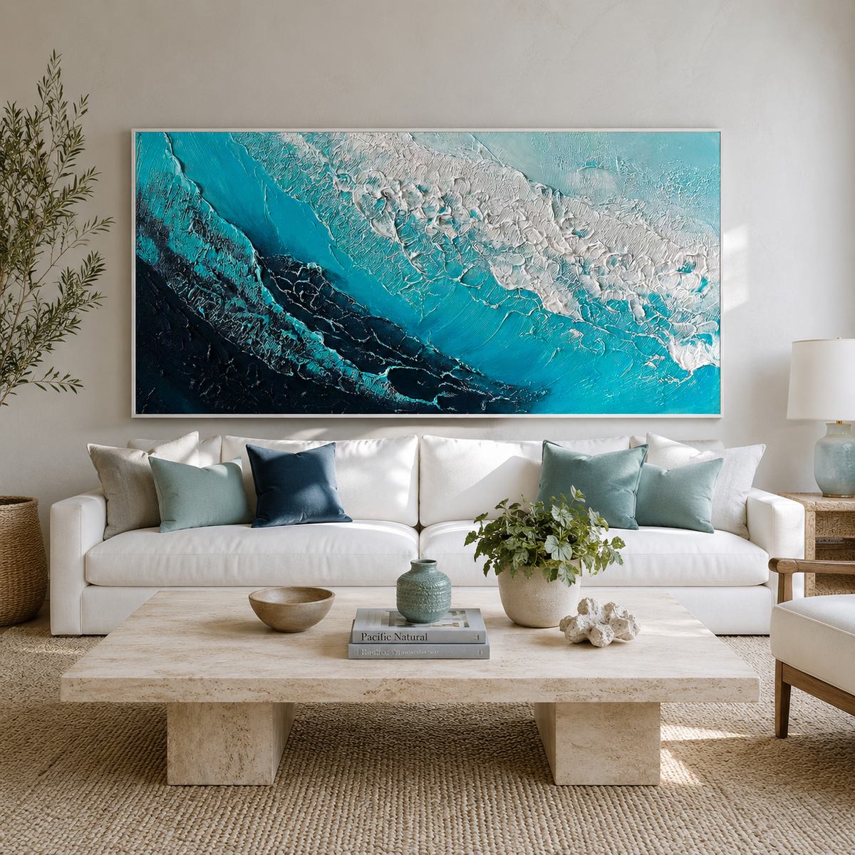 Ocean Depths-Turquoise Wave Abstract Painting
