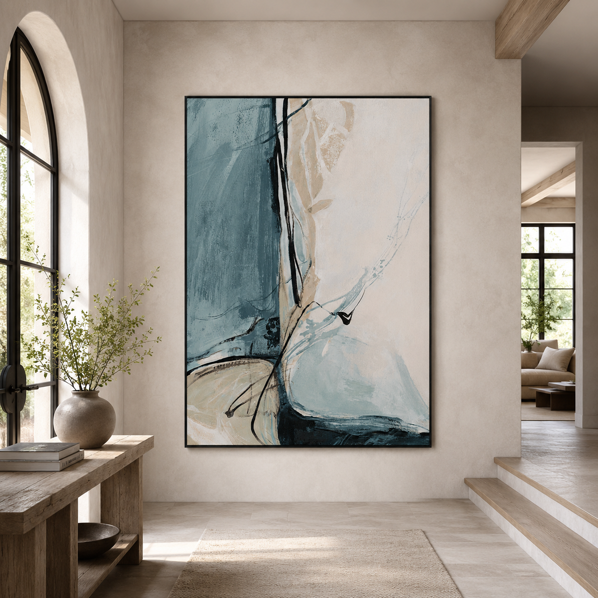 Coastal Silence Abstract-Modern Blue Abstract Wall Art