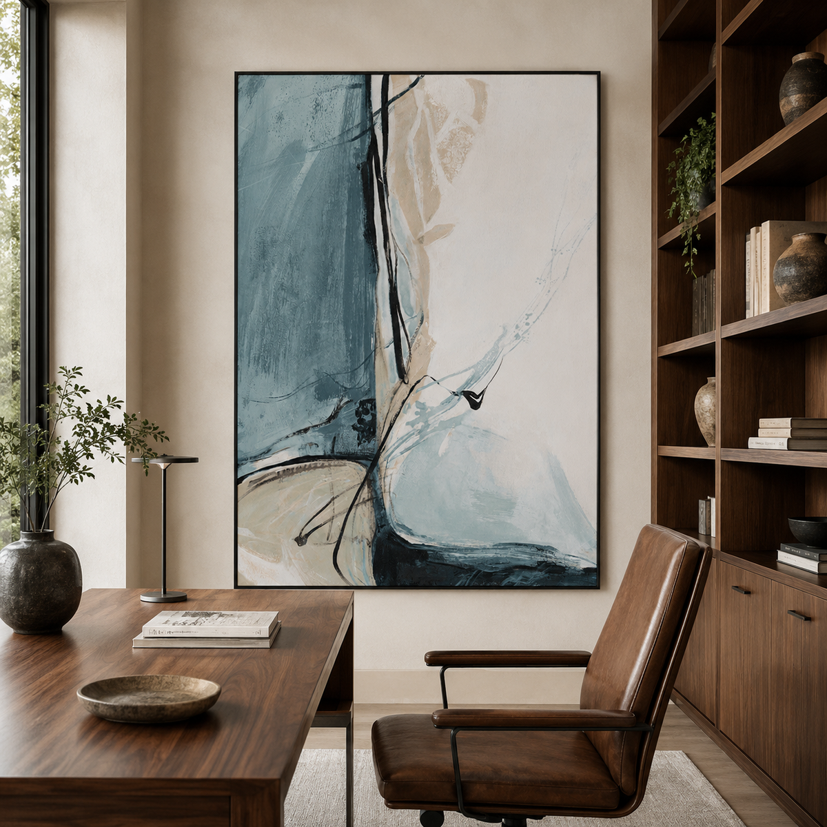 Coastal Silence Abstract-Modern Blue Abstract Wall Art