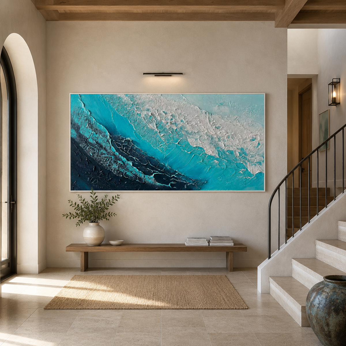 Ocean Depths-Turquoise Wave Abstract Painting