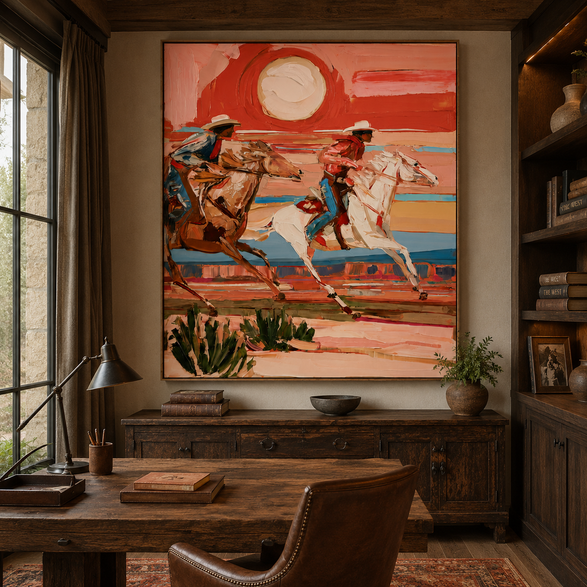 Desert Chase-Western Horse Painting