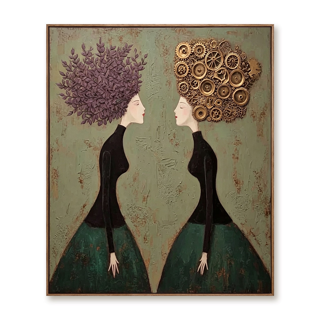 Mirror Minds-Surreal Women Oil Painting