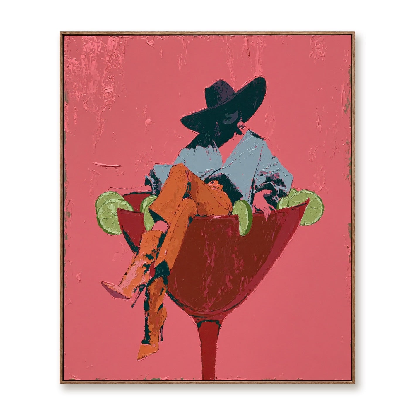 Pink Rodeo-Lime Martini Cowgirl Painting