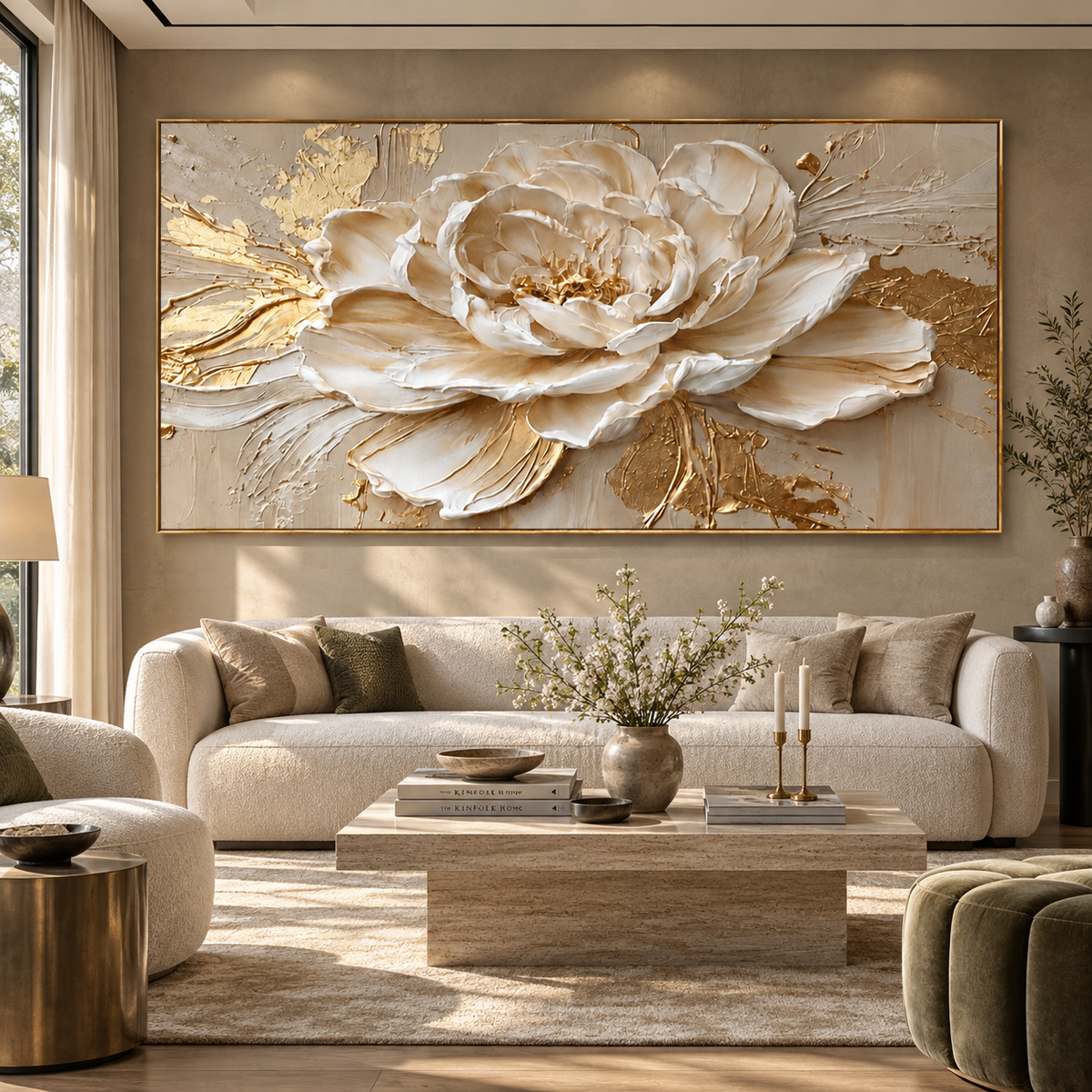 Golden Peony-Luxury Floral Painting