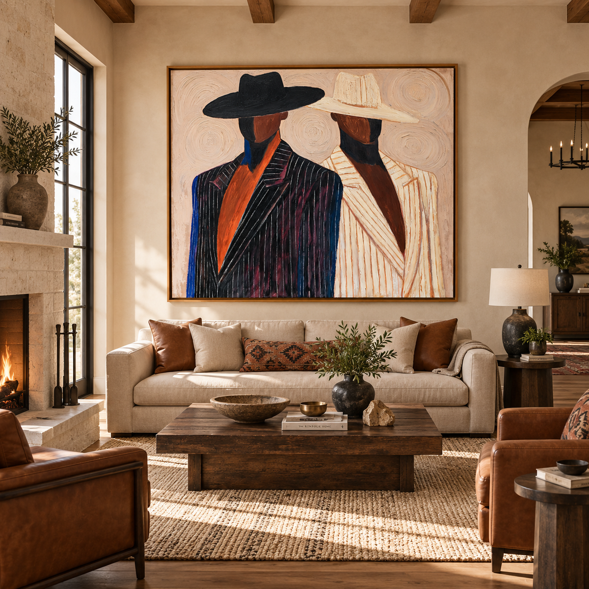 Western Elegance-Cowboy Duo Portrait Painting