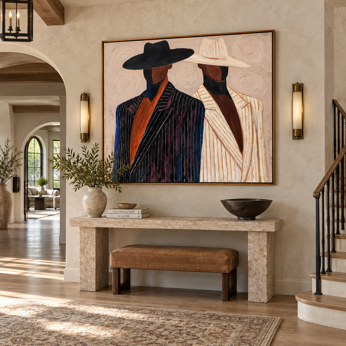 Western Elegance-Cowboy Duo Portrait Painting