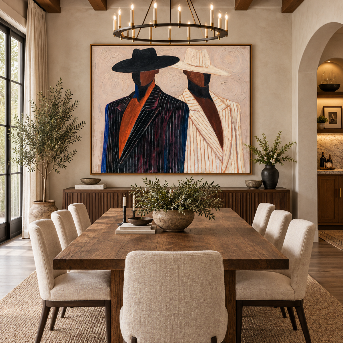 Western Elegance-Cowboy Duo Portrait Painting