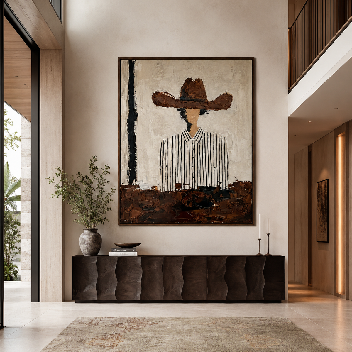 Western Stripes-Cowboy Portrait Painting