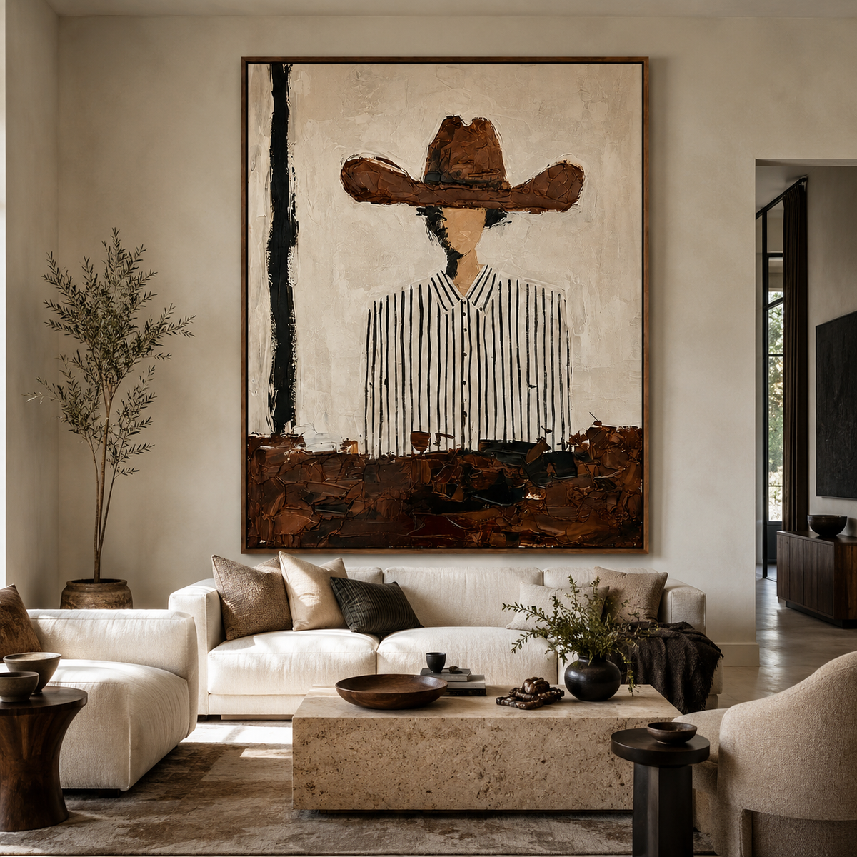 Western Stripes-Cowboy Portrait Painting