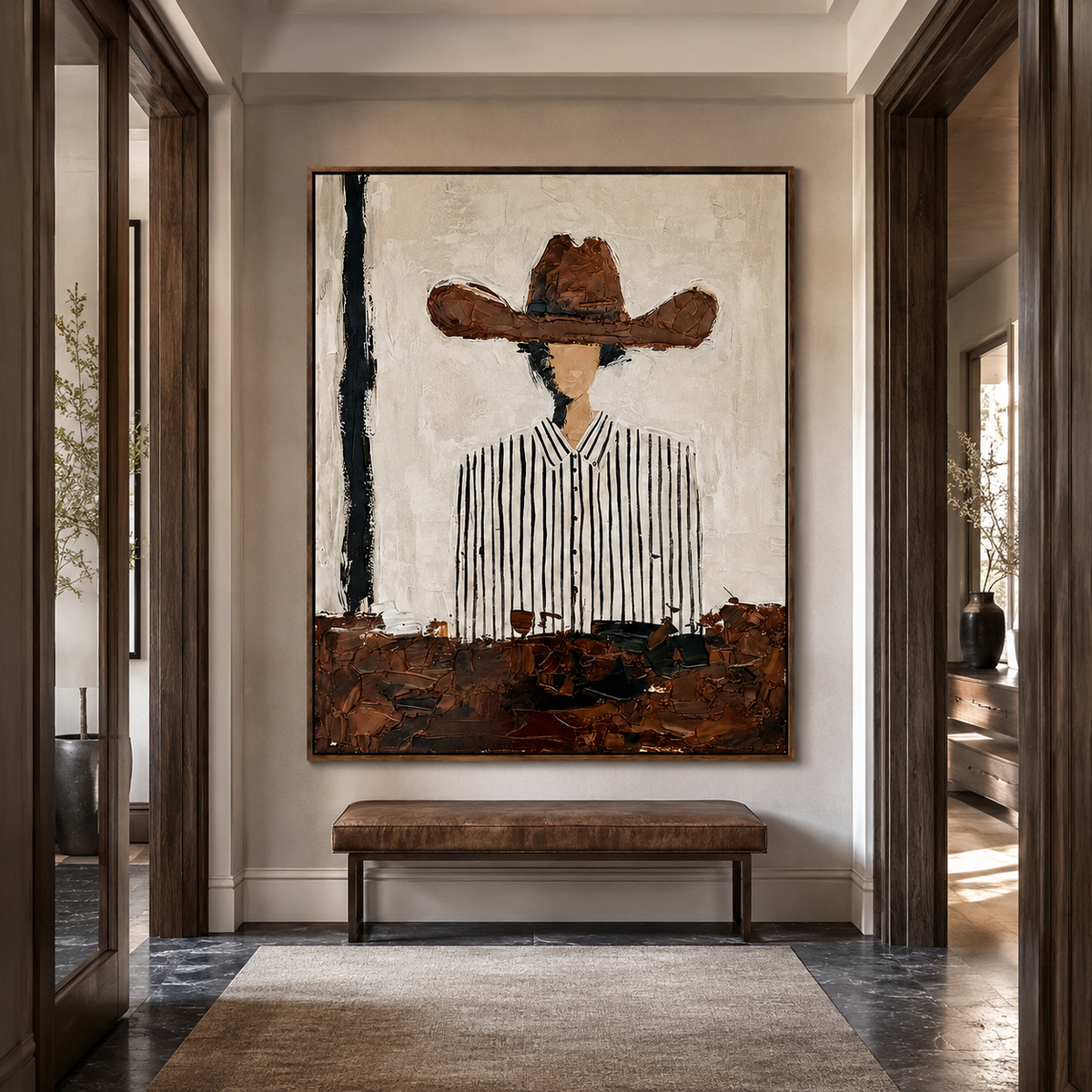 Western Stripes-Cowboy Portrait Painting