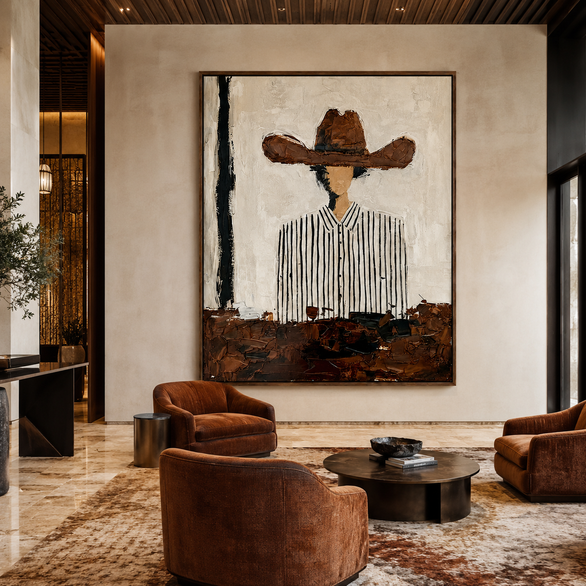 Western Stripes-Cowboy Portrait Painting
