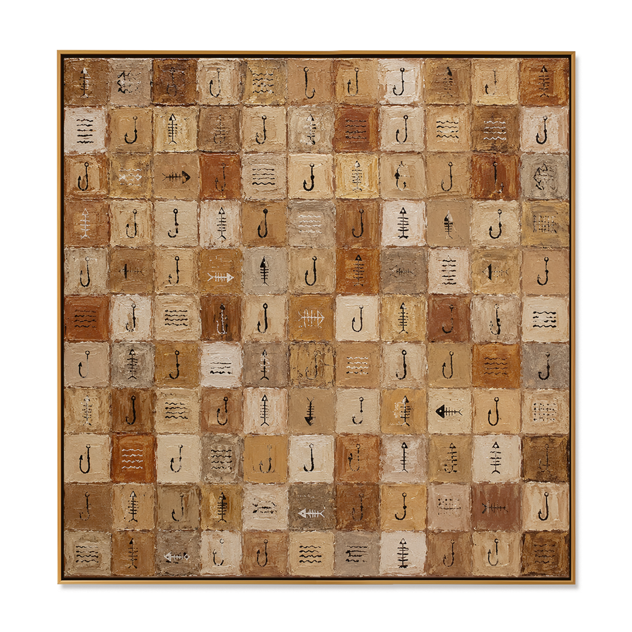 Angler Mosaic-Fishing Symbol Textured Painting