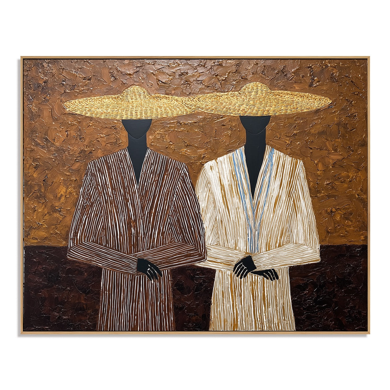 Woven Silence-Straw Hat Duo Painting