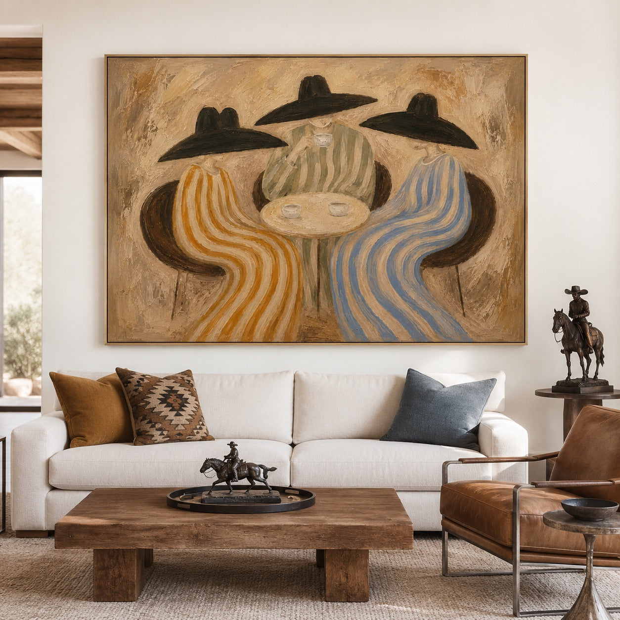 Gathered Stripes-Western Folk Figure Painting