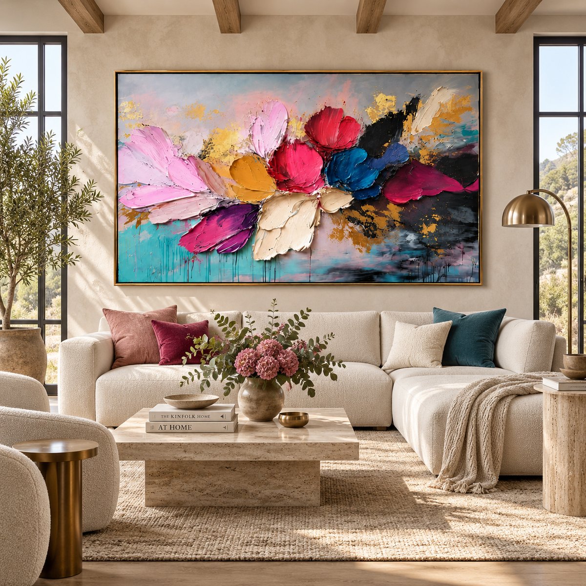 Blooming Harmony-Colorful Floral Abstract Painting