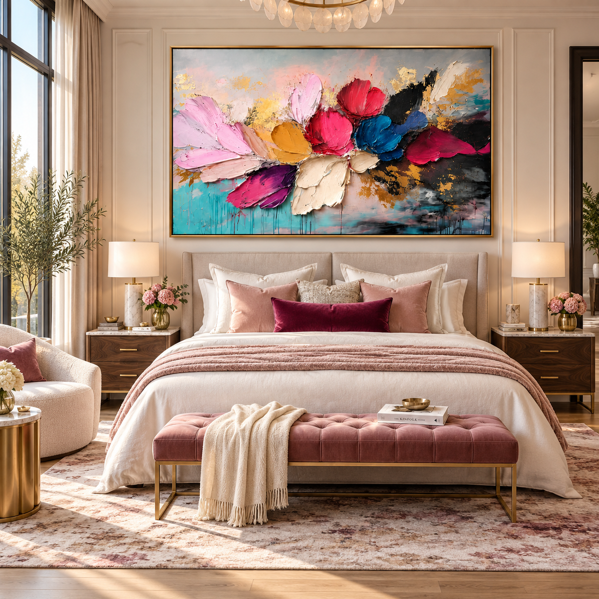 Blooming Harmony-Colorful Floral Abstract Painting