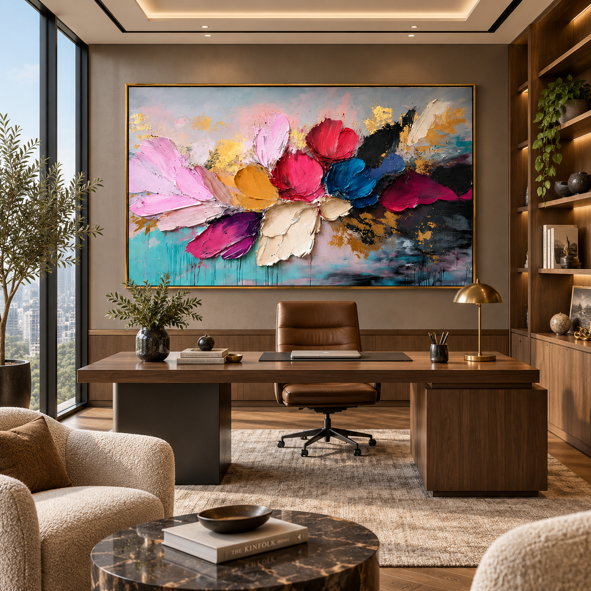 Blooming Harmony-Colorful Floral Abstract Painting
