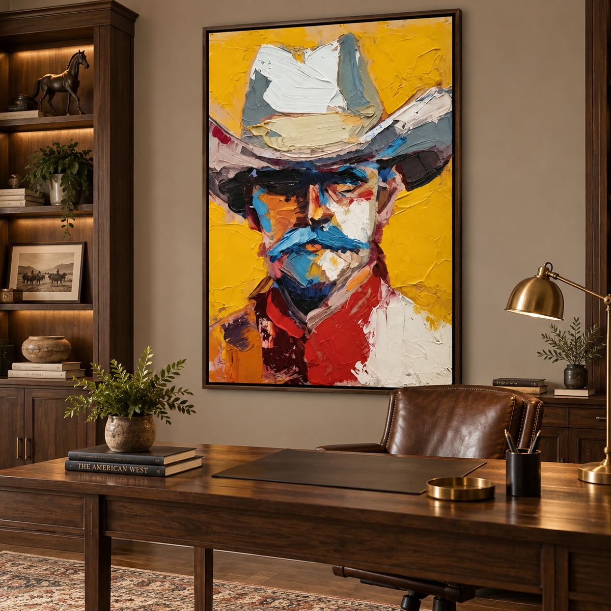 Golden Rodeo Spirit-Western Cowboy Painting