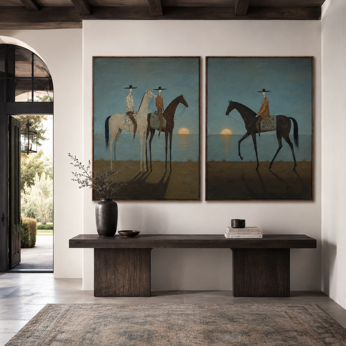 Golden Dusk-Sunset Cowboy Oil Painting Set