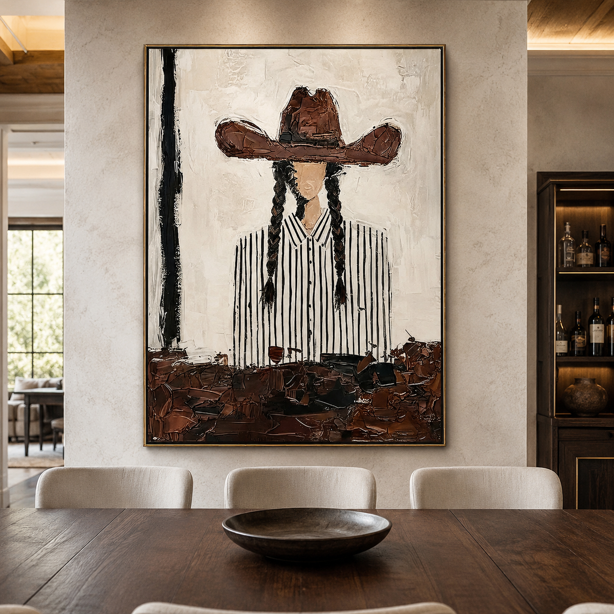 Braided Western-Cowgirl Portrait Painting