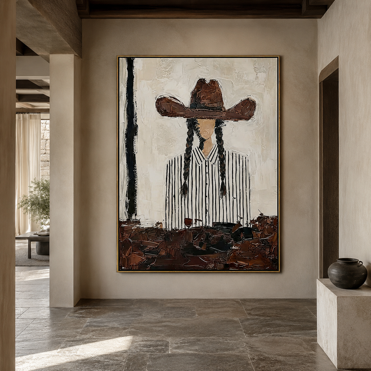 Braided Western-Cowgirl Portrait Painting