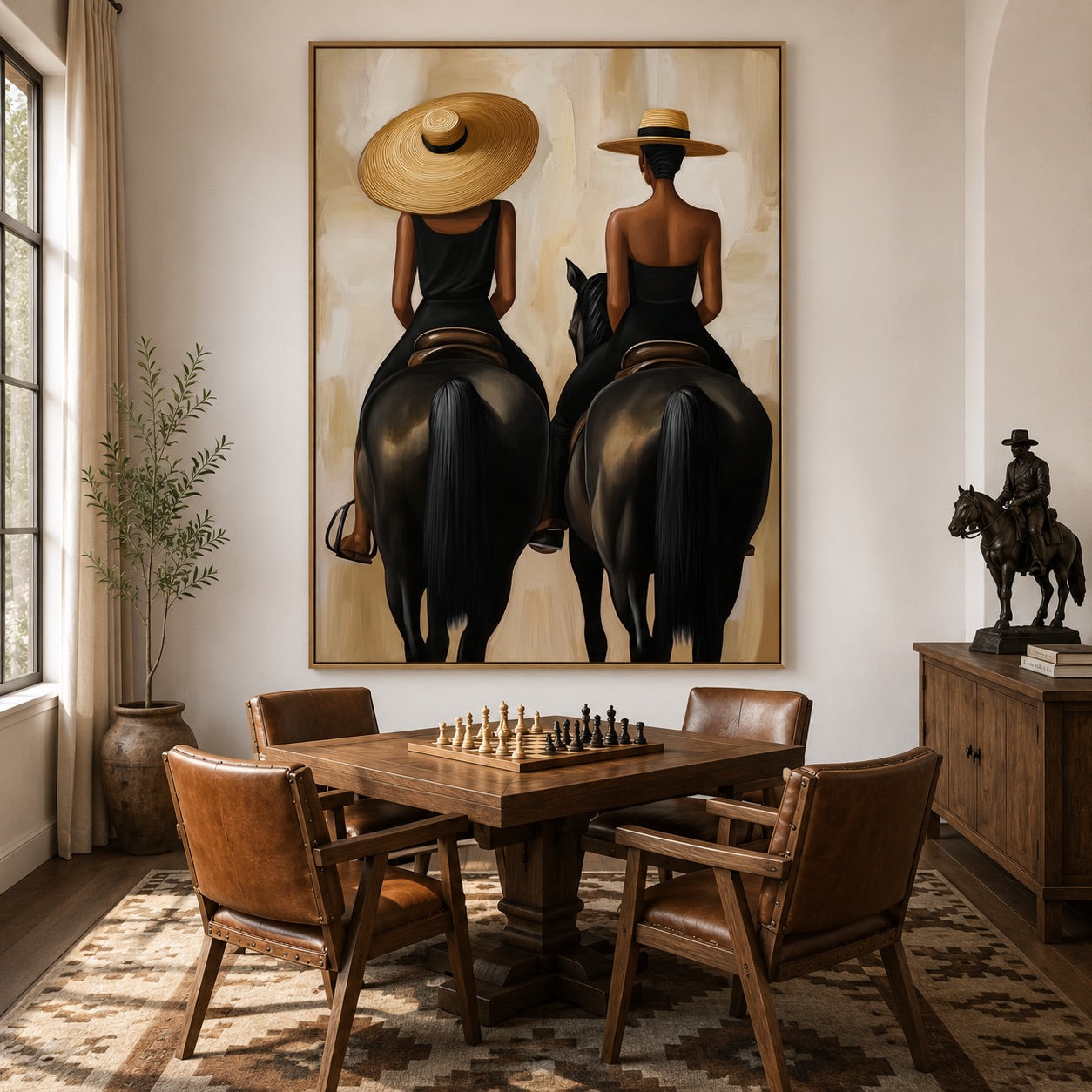 Saddle Elegance-Equestrian Women Oil Painting