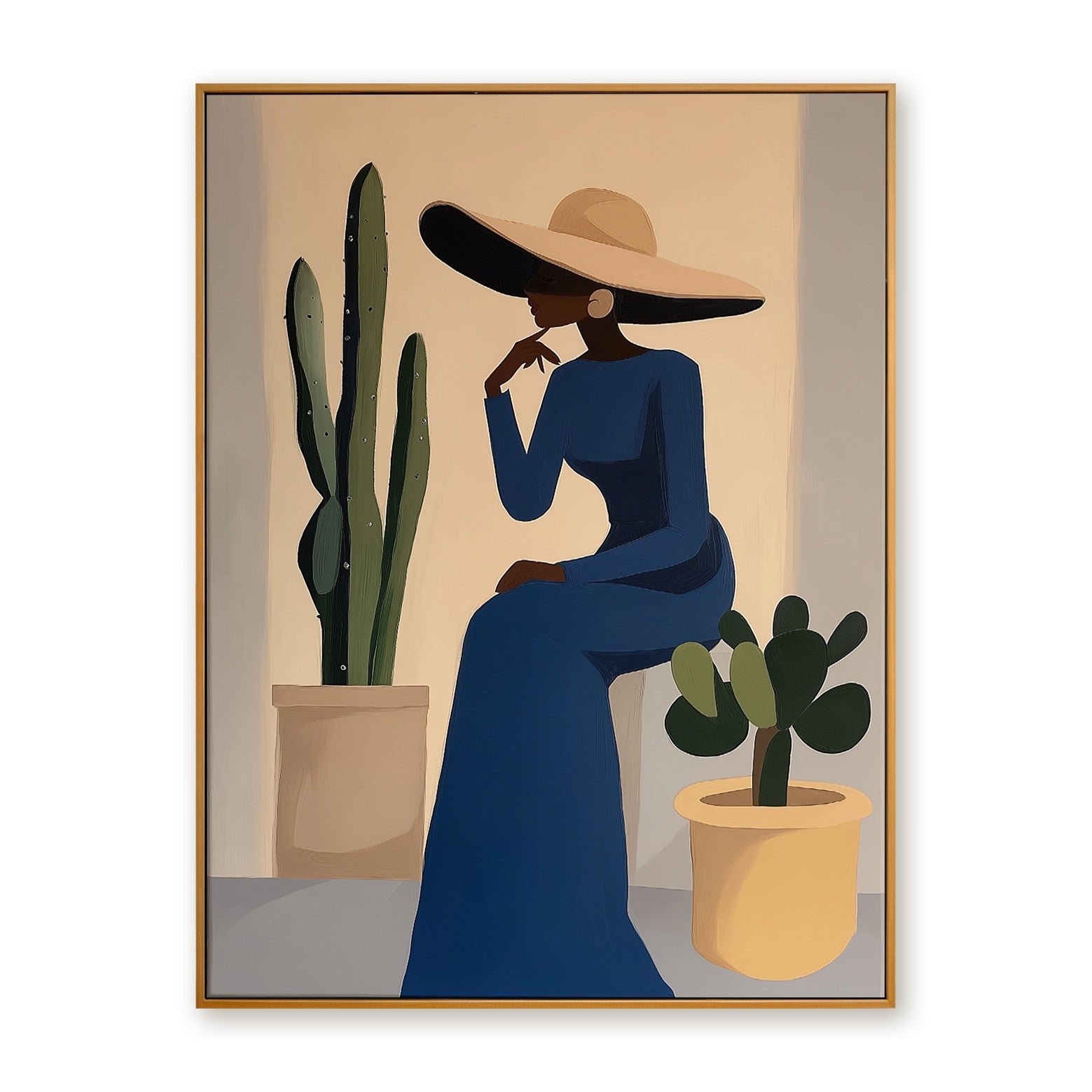 Desert Muse-Navy Blue Fashion Figure Painting