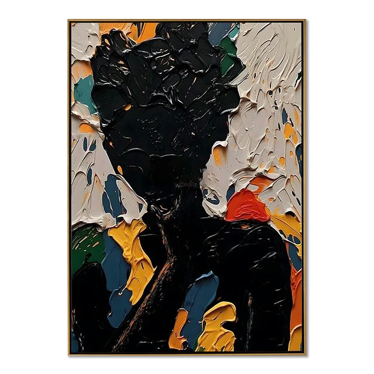 Obsidian Bloom-Black Floral Abstract Painting
