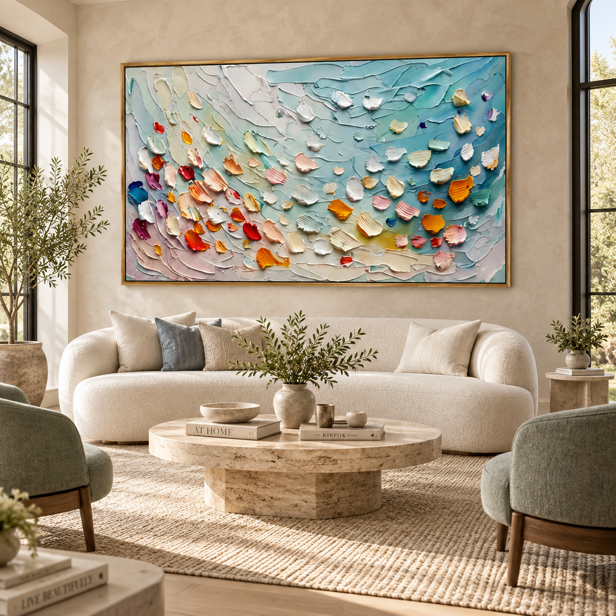 Petal Drift-Textured Abstract Painting