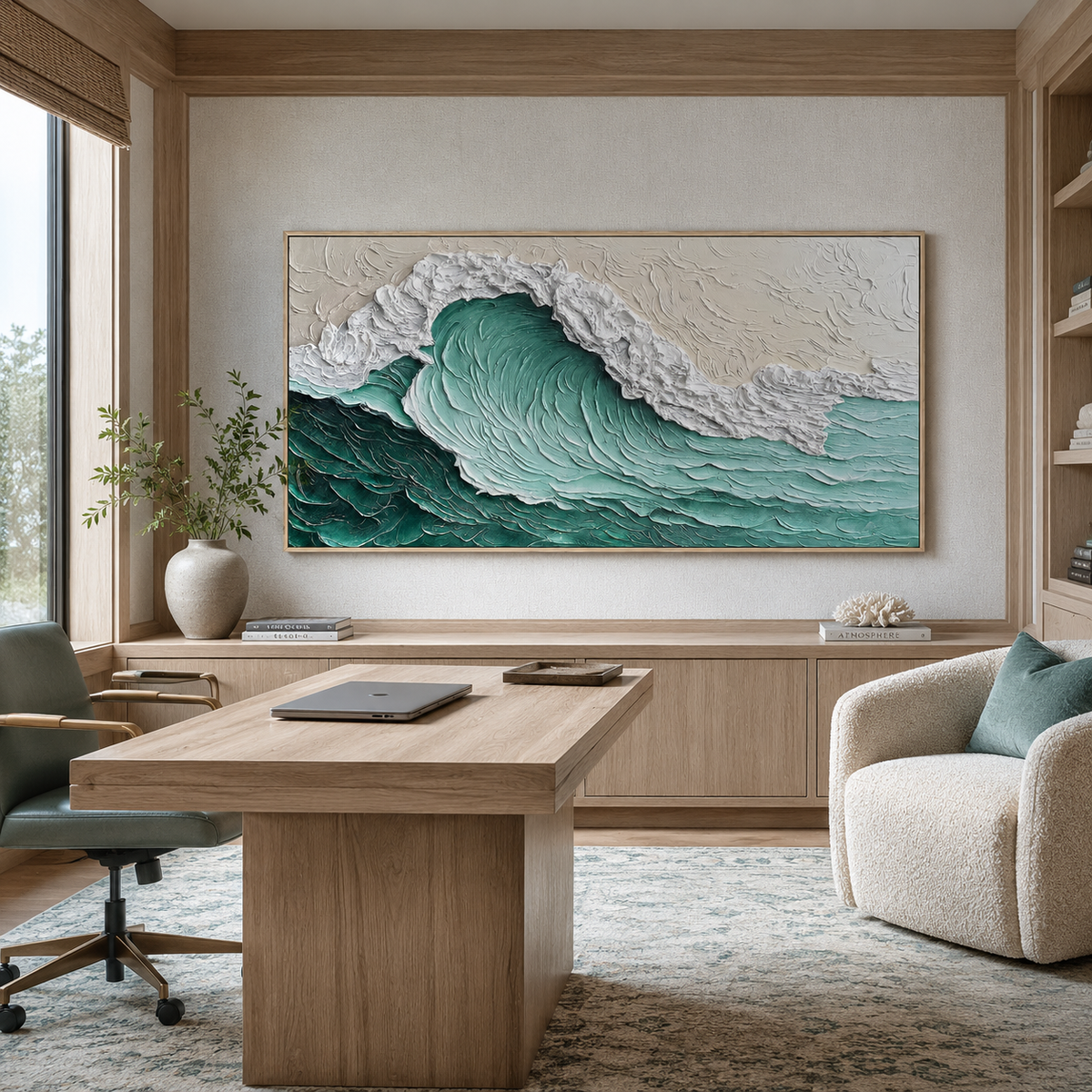 Ocean Surge Wave-Textured Coastal Wall Art