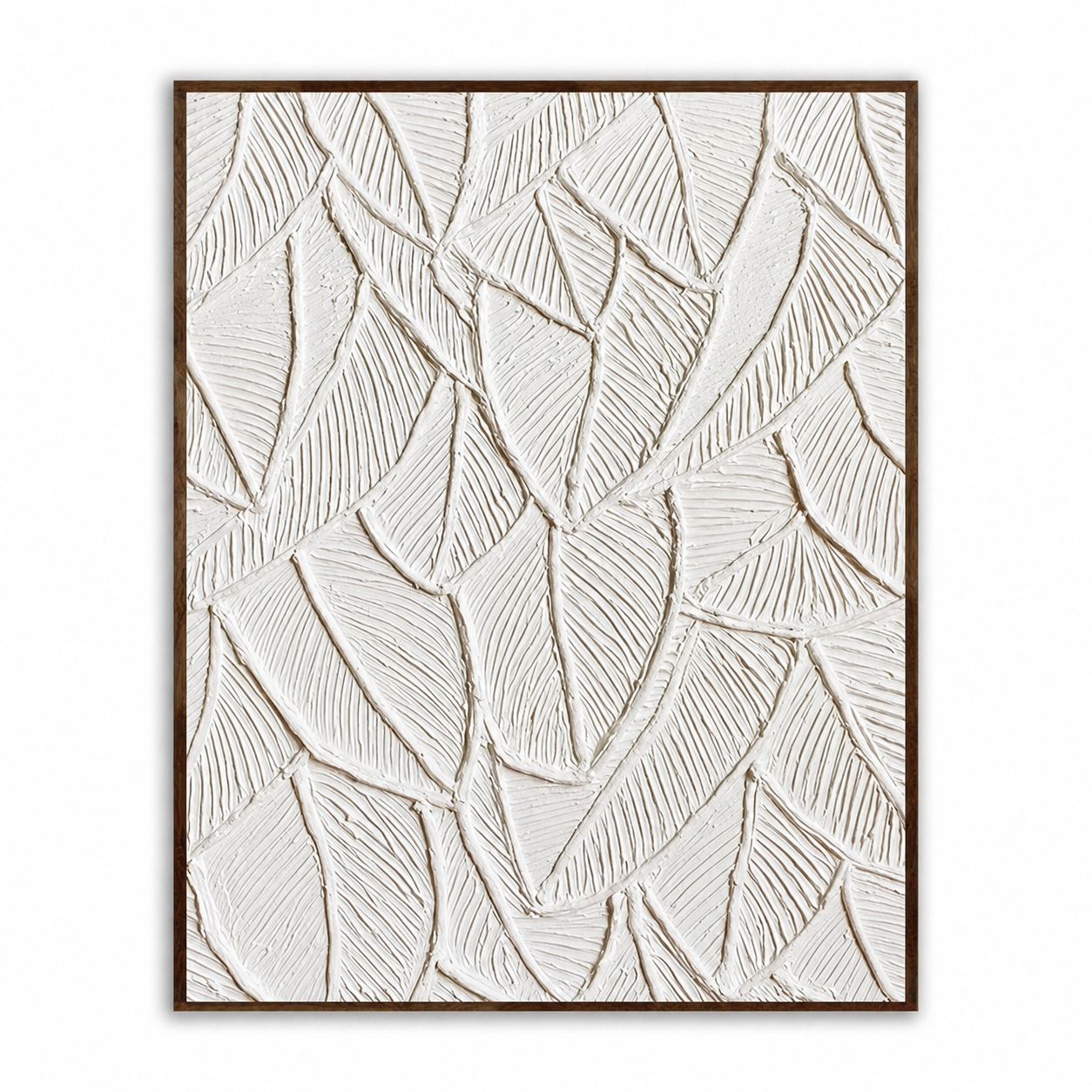 Ivory Canopy-White Leaf Texture Painting